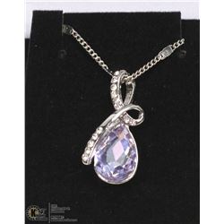 LADIES PINK TEARDROP AUSTRIAN CRYSTAL NECKLACE