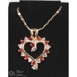 GENUINE GARNET AND WHITE SAPPHIRE NECKLACE