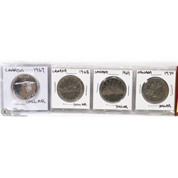 LOT OF 4 CANADA DOLLARS  1967 - 1970.