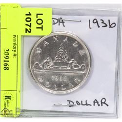 CANADA 1936 SILVER DOLLAR.