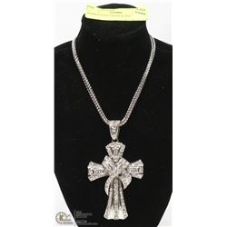 RHINESTONE CROSS & NECKLACE.