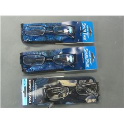 3 New pair of Foster Grant Reading Glasses with cases / + 2.00