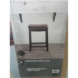 Upolstered Saddle Stool 18.4 wide x 14.25 d x 26" high / Espresso with bronz