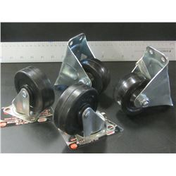 New Set of 4 Castors 3 inch / 2 are Swivel & 2 are fixed