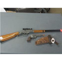 Pair of Kids TOY guns/ Lever Action Rifle with scope made in Italy/needs stock glued and