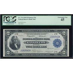 1918 $2 Kansas City Federal Reserve Bank Note PCGS 45