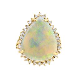 14KT Yellow Gold 6.54ct Opal and Diamond Ring