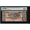 Image 1 : 1864 $10 Confederate States of America Note PMG 63EPQ