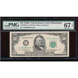 1950B $50 Philadelphia Federal Reserve Note PMG 67EPQ