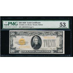 1928 $20 Gold Certificate PMG 53