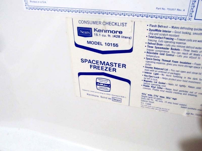 Kenmore Space Master Chest Freezer 15.1 cu. ft.