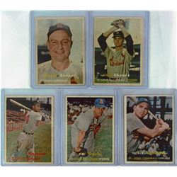 1957 TOPPS BASEBALL; 5- ST. LOUIS CARDINALS CARDS