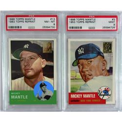 MICKEY MANTLE LOT: REPRINT CARDS & FIGURINE