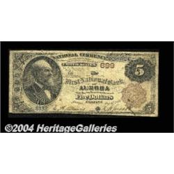 Aurora, IN - $5 1882 Brown Back Fr. 467 The