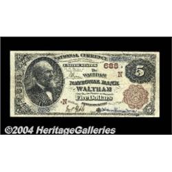 Waltham, MA - $5 1882 Brown Back Fr. 467 The