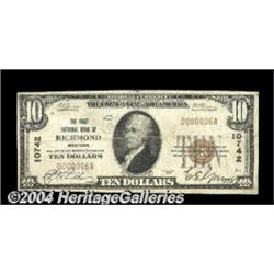 Richmond, MI - $10 1929 Ty. 1 The First NB Ch.