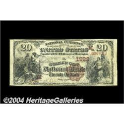 Quaker City, OH - $20 1882 Brown Back Fr. 499