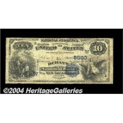 Durant, OK - $10 1882 Value Back Fr. 578 The