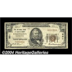 Uniontown, PA - $50 1929 Ty. 1 NB of Fayette