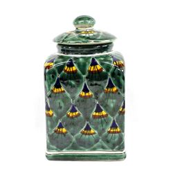 Talavera Peacock Pottery Wafer Jar