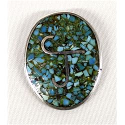 Vintage Chip Inlay Monogrammed Pin Pendant