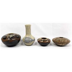 4 Miniature Mata Ortiz Pottery Pieces