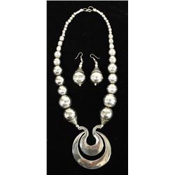 Large Pendant Necklace and Matching Earrings