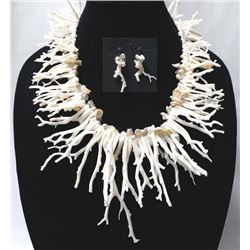 Branch Coral, Pearl, Crystal Necklace & Earrings