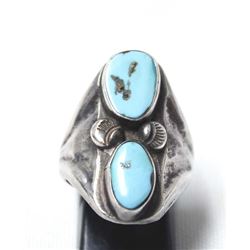 Vintage Navajo Sterling Silver & Bisbee Turquoise Ring