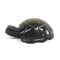 Mexican Carved Smokey Obsidian Stone Turtle