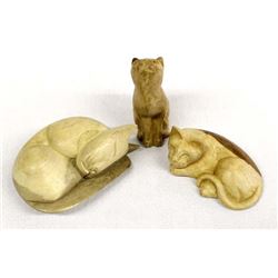 Indonesian Carved Hibiscus & Raintree Wood Cats