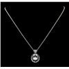 Image 1 : 4.20 ctw Aquamarine, Sapphire and Diamond Pendant With Chain - 14KT White Gold