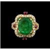 Image 2 : 14KT Yellow Gold 6.04 ctw Emerald, Ruby and Diamond Ring