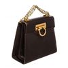 Image 2 : Salvatore Ferragamo Dark Brown Leather Chain Link Small Shoulder Handbag