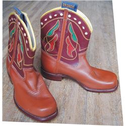 unworn pair of inlaid Bronco kids boots