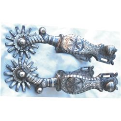 Garcia, Elko dandy pattern silver inlaid spurs