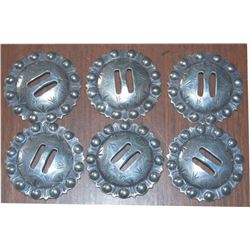 set of six 2" Visalia slotted silver conchos