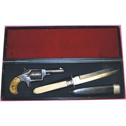neat cased set Tiffany, NY ivory and silver knife