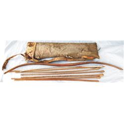 early Indian child's quiver, bow and blunt arrows