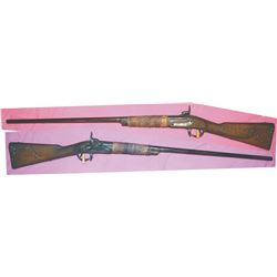 Indian gun, trade musket with tacks and rawhide repair