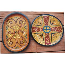2 1962 wooden Indian tourist carved trays