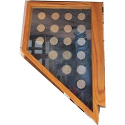 Nevada oak shadow box with Ike silver dollars