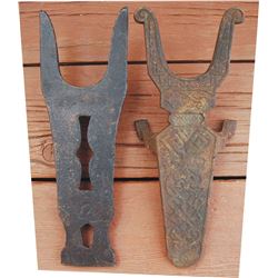 2 antique iron bootjacks
