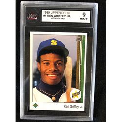 1989 UPPER DECK #1 KEN GRIFFEY JR ROOKIE CARD (9 MINT) KSA GRADED