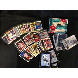 MIXED HOCKEY TRADING CARDS LOT (SOME ROOKIES, INCLUDES 2005-06 PARKHURST SET & CANUCKS PHONE CASES)