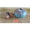 Image 1 : Glazed Ceramic Round Vase (Approx 8" X 8") & 3 Decorative Balls