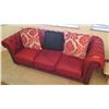 Image 2 : Red Leather Sofa w/Tufted Backrest/Armrest