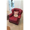 Image 1 : Plush Red Leather Arm Chair w/Tufted Backrest