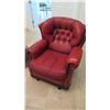 Image 2 : Plush Red Leather Arm Chair w/Tufted Backrest