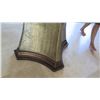 Image 8 : Round Glass Top Table on Wooden Painted Faux Marble Pedestal, Approx 4' Dia. Glass, 30" H